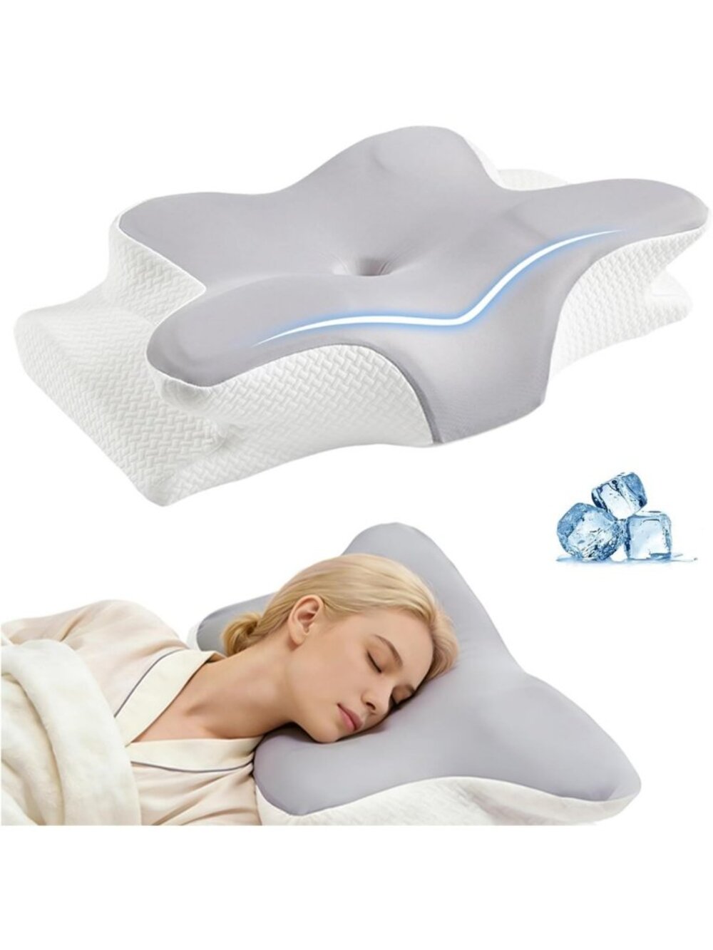 Cervical Neck Pillow for Sleep Apnea, Snoring Relief & Neck Pain Comfort